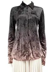 Black Ombré Crushed Velvet Shirt