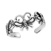 Magical Bali Style Butterfly Wrap Animals Sterling Silver Toe/Pinky Beach Ring