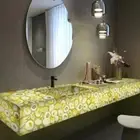 Polished Yellow Agate Stone Slab – Elegant Bathroom Counter for Home & Hotel