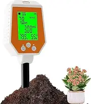Digital Soil Moisture Meter, Plant Soil Meter with PH/EC/Light/Temperature/Air Humidity Meter, High Accuracy Soil Conductivity PH Meter for Plants, Gardening, Farming, Lawn, Indoor and Outdoor