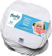 Cheeky Wipes - Organic Premium White Heavyweight Cotton 25 Pack Baby Wipes - 15x15cm Reusable Towelling Wipes, Extra Soft & Perfect for Cleansing Baby's Hands and Face | Eco Friendly