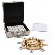 Mexican Train Dominoes Set Double 12 Color with Numbers and Wooden Hub 8 Metal