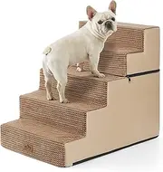 COZY KISS Split Dog Stairs for High Bed, Pet Step with Leakproof Cover, High Density Foam Cat Ramp for Bed, Lightweight, Durable, Comfort, 29.5x19.7x23.6 inch, 5 Tiers, Light Brown