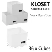 36x Small Foldable Closet Organiser Cubes Box Container Bin Basket Wardrobe