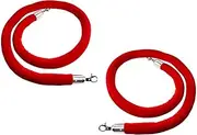 Velvet Stanchion Rope with Clasps, Rope Barrier Red Velvet Ropes with Stainless Steel Hooks, Stanchion Queue Line Barrier for Wedding Concerts & Car Show(210cm/7ft)