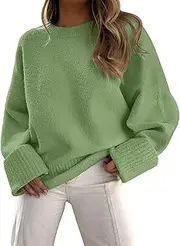 [LILLUSORY] Women's Crewneck Oversized Sweaters Fuzzy Knit Chunky Warm Pullover Sweater Top