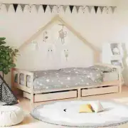 NNEVL Kids Bed Frame with Drawers 90x190 cm Solid Wood Pine