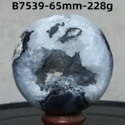 B7539-65mm-228g Natural agate spherulite geode ball quartz crystal Reiki healing