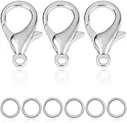 90Pcs Fadeless Lobster Claw Clasps & Jump Rings for Jewelry Making, Necklace Bracelet Findings & Supplies (Stainless Steel)