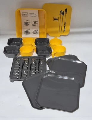 REI Staff 2012 Mess Kit Tableware Set Camping Yellow Nesting Tub Utensils