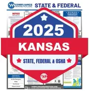 2025 Kansas KS State/Federal Labor Law in 1 Compliance Poster Paper/Laminated