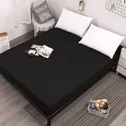 Waterproof Mattress Protector 200×220+30CM Breathable and Anti-dust Anti-Mite Anti-Bacterial Mattress Cover for Adult and Child Bed Gray (Black)