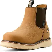 [ARIAT] Women's Rebar Wedge Chelsea Waterproof Work Boot, Aged Honey, 8.5