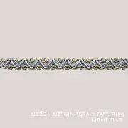50 YARDS / Lisbon 1/2" Gimp Braid Tape Trim Light Blue / By the bolt