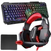 Gaming Gamer Wired Keyboard & Mouse W/LED Backlit,Gaming Headset , Mouse Pad Set