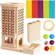 Sticks Dice Game, Colorful Wooden Learning Set, Fine Motor Skill Development Tool, Educational Board Activity, Ideal for Boys Girls Kid, Preschool Learning Fun, 13x10x22cm