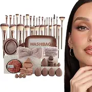 Make up Brushes and Sponges,56X Foundation Blush Concealer Powder Applicator Kit - Cosmetics Set with Blender Sponge for Lips, Cheeks, Face, Eyes