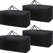 4 Pcs Patio Cushion Storage Bags Outdoor Cushion Storage Bag Extra Large Furniture Pillow Storage Bag Black 420D Oxford Fabric Christmas Tree Storage Bag (68" L x 30" W x 20" H)