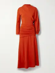 [Johanna Ortiz] Johanna Ortiz - Inspiring Hearts Convertible One-sleeve Gathered Stretch-jersey Maxi Dress - Tomato red - US6 US 6 Red