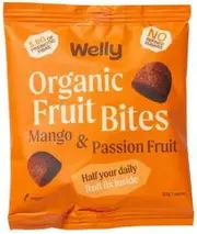 WELLY Organic Fruit Bites Mango Tango (Mango & Passion Fruit) 30g x 14 Display