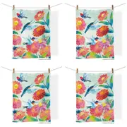 4x WerkShoppe Cotton Kitchen Tea Towel Drying Dish Cloth Rect 53.5x71cm Hummers