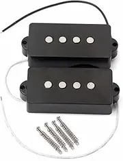 LRXIYODE 4 String String Electric Bass Pickup Set for Pb Bass Guitar Open Style Replacement Parts Wax Potted for Reduced Feedback Magnets for Rich Harmonics Black