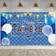Happy Father's Day Backdrop Banner Decoration, Extra Large Fabric Father's Day Sign Banner Photo Booth Backdrop Background for Father's Day Party Supplies and Decorations