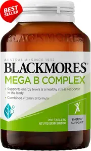Mega B Complex 200 Tablets Supports Energy & Healthy Stress Response Daily