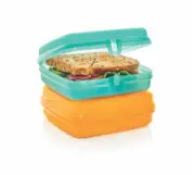 Tupperware Sandwich Keeper Set of 2 Green Orange New