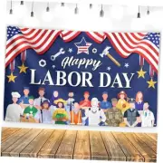 Labor Day Decorations Happy Labor Day Backdrop Blue Red American Flag Decor