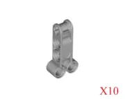 Lego Light Bluish Gray Technic Axle & Pin Connector Perpendicular Double 4L X10