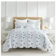 DRAPER JAMES Dolly Cotton Quilt Set With Shams King New Blue