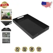 Durable Large Black Acrylic Tray with Handles - Ideal for Serving and Organizing