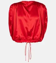 [The Sei] The Sei Gathered silk satin crop top AU 14 red