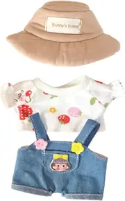 Plush Doll Clothes, Cute Plush Dolll Clothes Suit for 6 Inches Doll, Kawaii Doll Clothes Accessories Set for Birthday Gifts (Cherry T-Shirt Set)
