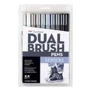 10pc Tombow Dual Brush Water-Based Pen Set Art/Craft Drawing Sketching Greyscale