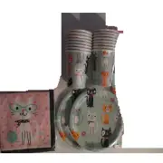 PURR-FECT Kitty Cat Party Birthday Party Supply Kit w/Plates,Cups & Napkins