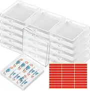 Landhoow 15 Pcs Press On Nail Boxes Nail Display Case with 30 Adhesive Tape, Artificial Press On Nail Container, Acrylic Storage Organizer(White)