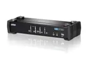 Aten Desktop KVMP Switch 4 Port Single Display DVI w/ audio, 4x Custom KVM Cables Included, 2x USB Port, Selection Via Front Panel