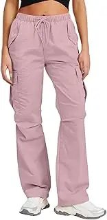 [Generic] Women High Waisted Hiking Baggy Cargo Pants Womens Plus Size 3/4 Length Wide Leg Casual Leggings with Pockets for Work Out Ladies Cropped Elasticated Waist Solid Colors Trousers