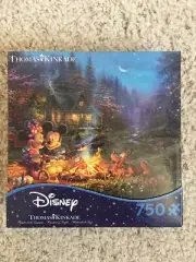 Disney Thomas Kinkade Minnie & Mickey Sweetheart Campfire 750 Piece Puzzle NIB!