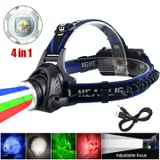 4 in1 Multicolor RGBW Zoom LED Headlamp Head Light Predator Hunting Light Torch