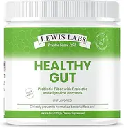 Healthy Gut Prebiotic Fiber 6 Oz, Prebiotic Fiber with Probiotics, and Digestive Enzymes, Gut Prebiotic Fiber, Keto Friendly, Gluten Free, No MSG, Vegan Healthy Gut by Lewis Lab