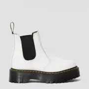 DR. MARTENS 2976 Quad Platform Womens White Chelsea Boots