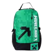 NEW MINECRAFT Pickaxe Creeper 18" Laptop Backpack Retro Gaming Green Black NWT