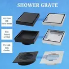 Square Black Silver Bathroom Tile Insert Strip Shower Floor Grate Waste Drain