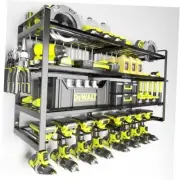 Power Tool Organizer-8 Drill Holder Wall Mount,4 Layer 8 Cordless Drills black