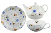 Tea For One Butterfly & Floral Design Teapot, Cup & Saucer - AU Seller