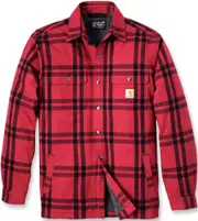 Carhartt Relaxed Fit Flannel Sherpa Lined Shirt, black-red, Size M for Men Black Red
