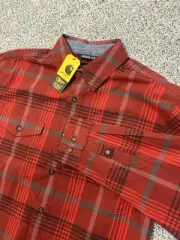 NEW Carhartt Rugged Flex Relaxed Fit Lightweight Long-Sleeve Plaid RED Shirt LG